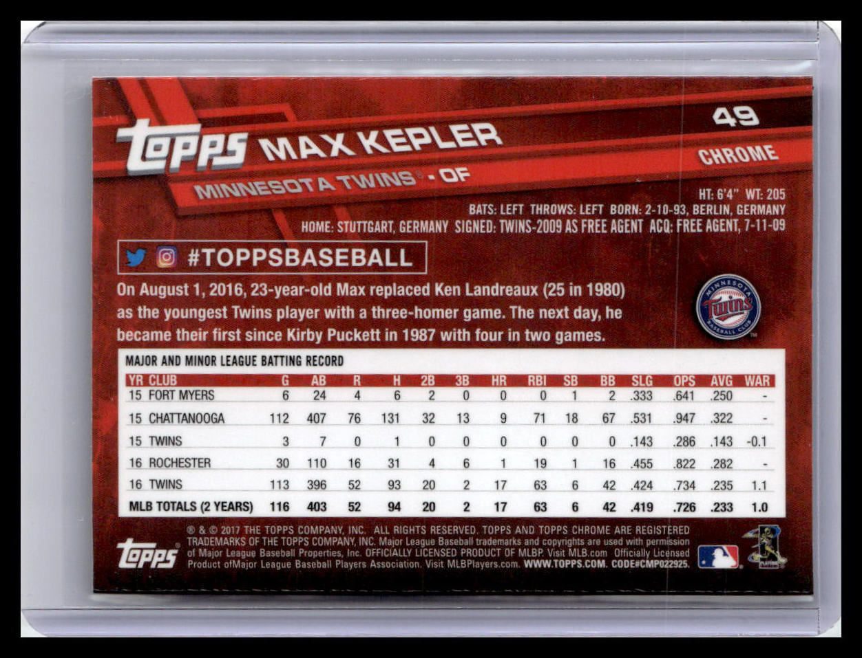 2017 Topps Chrome #49 Max Kepler
