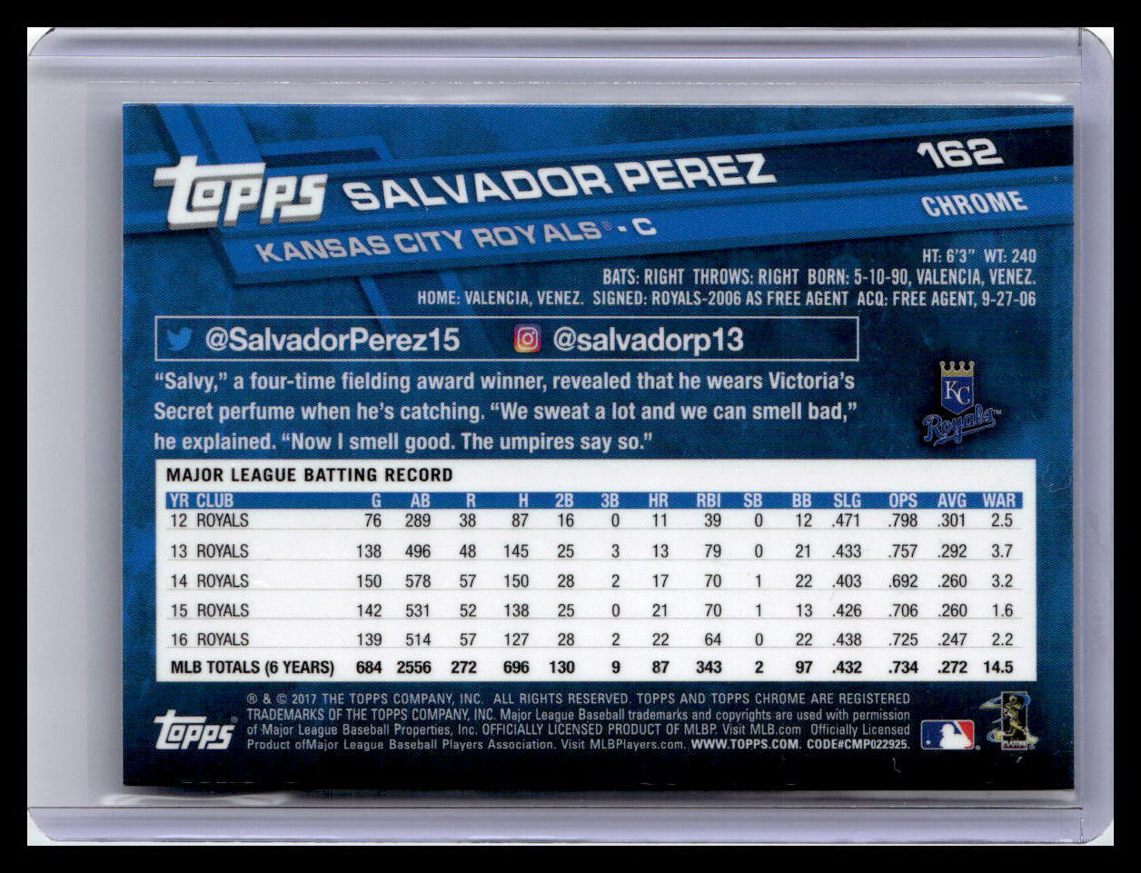 2017 Topps Chrome #162 Salvador Perez
