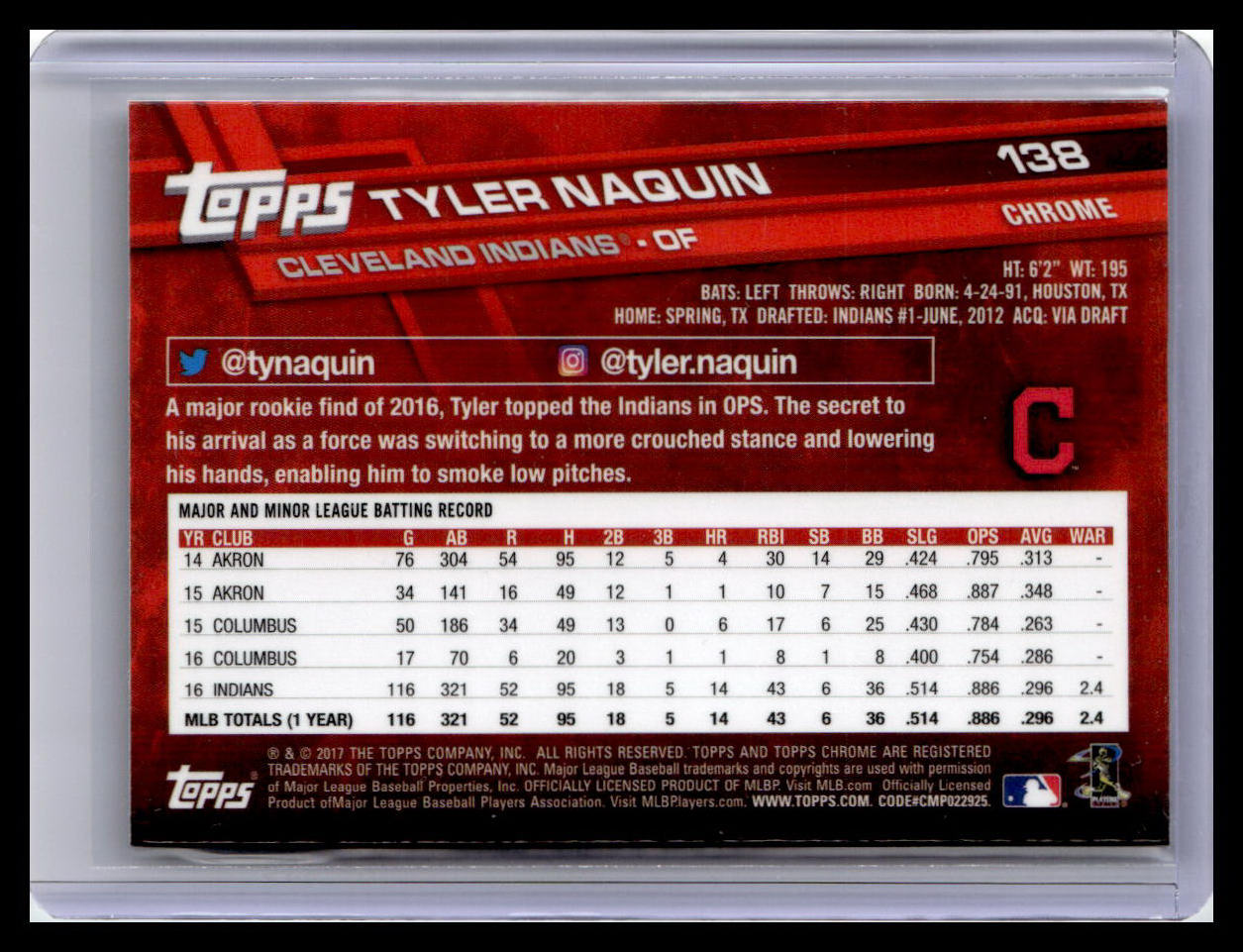 2017 Topps Chrome #138 Tyler Naquin