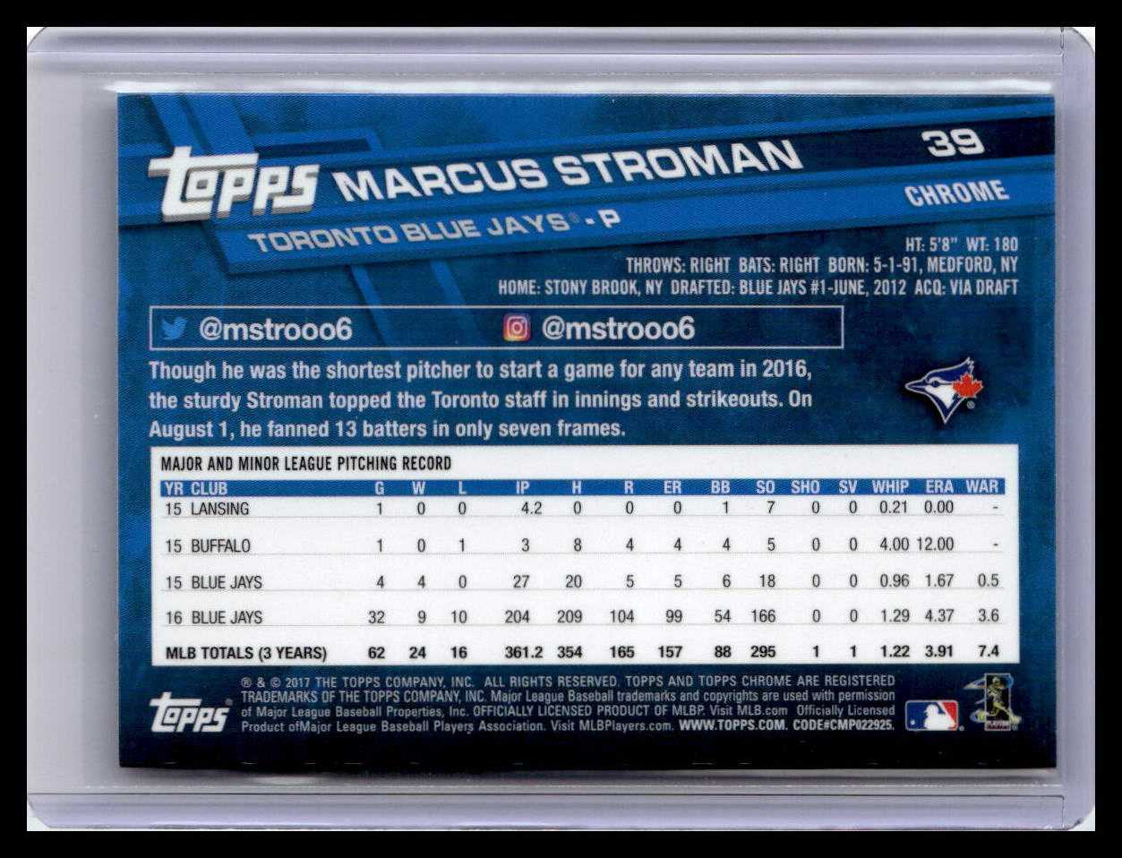 2017 Topps Chrome #39 Marcus Stroman