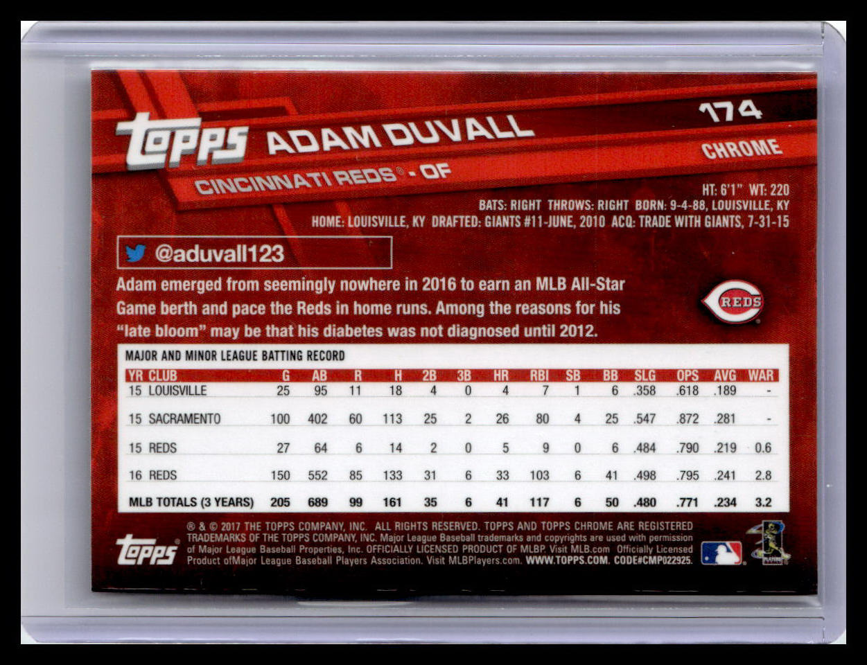2017 Topps Chrome #174 Adam Duvall