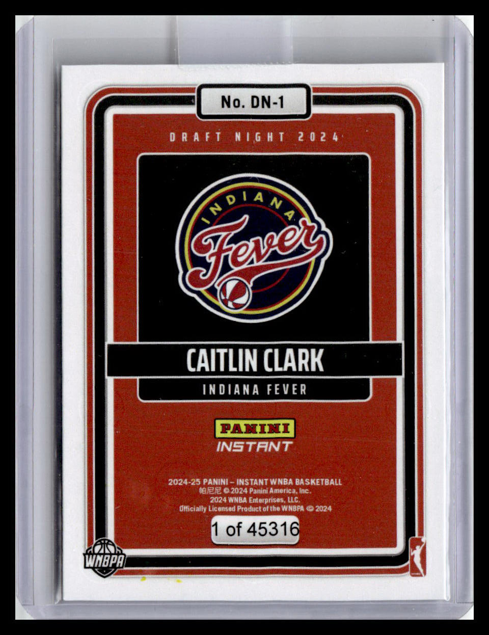 2024 Panini Instant WNBA Draft Night #DN-1 Caitlin Clark