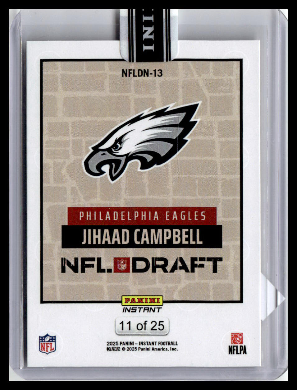 2025 Panini Instant NFL Draft Night #NFLDN-13 Jihaad Campbell Beige #/25