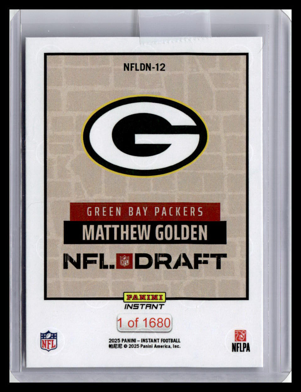 2025 Panini Instant NFL Draft Night #NFLDN-12 Matthew Golden