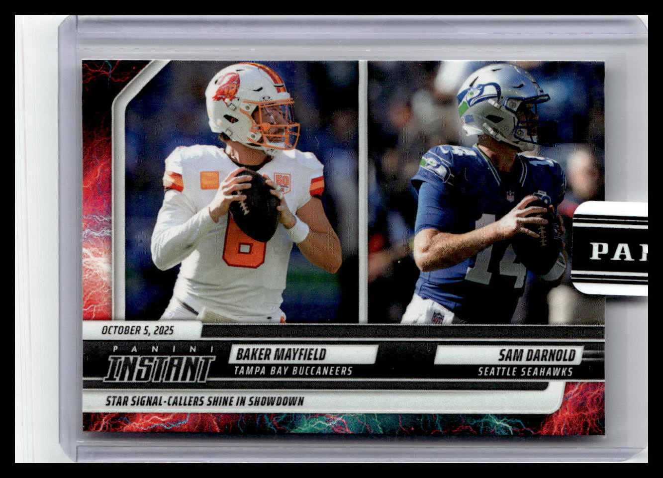 2025 Panini Instant NFL #129 Baker Mayfield / Sam Darnold SSP #/5