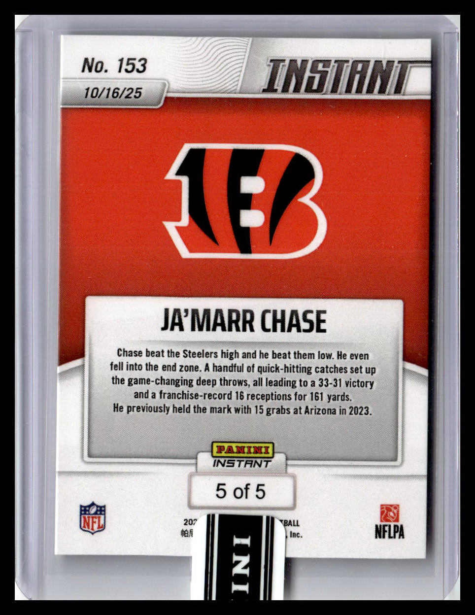 2025 Panini Instant NFL #153 Ja'Marr Chase SSP /5