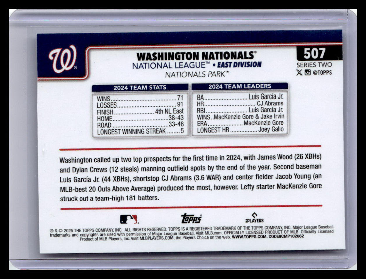 2025 Topps #507 Washington Nationals