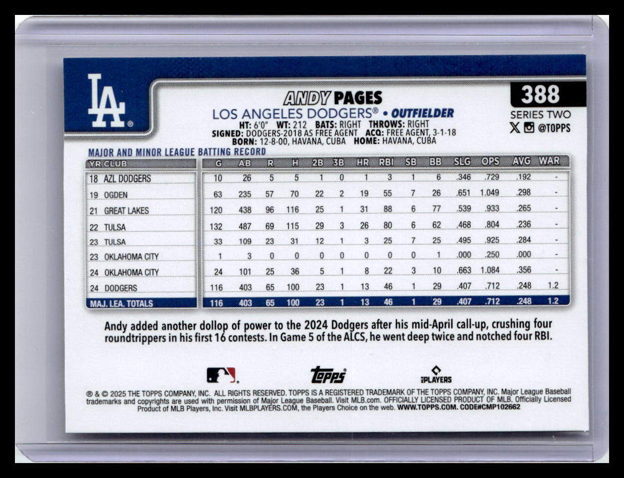 2025 Topps #388 Andy Pages Future Stars