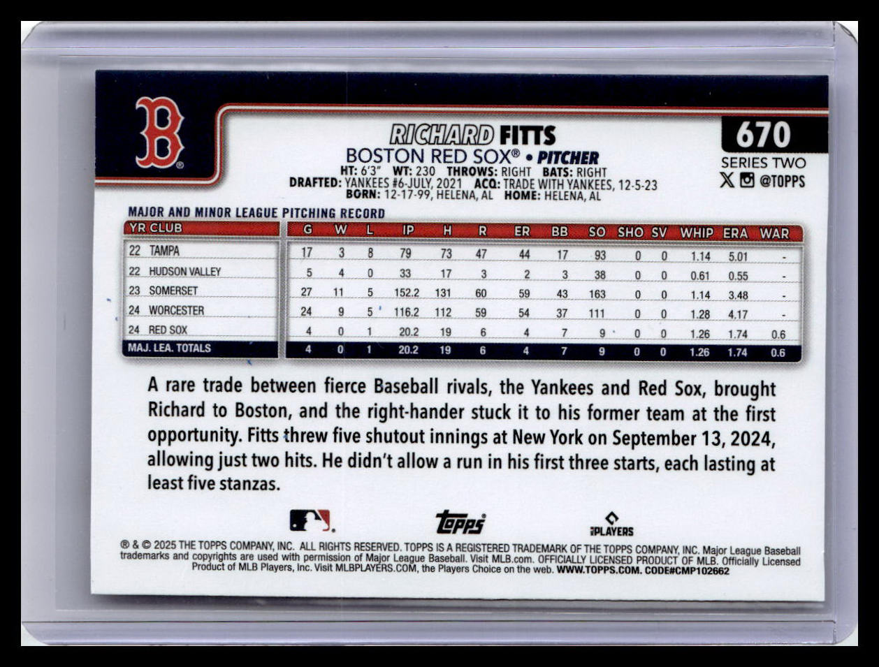 2025 Topps #670 Richard Fitts