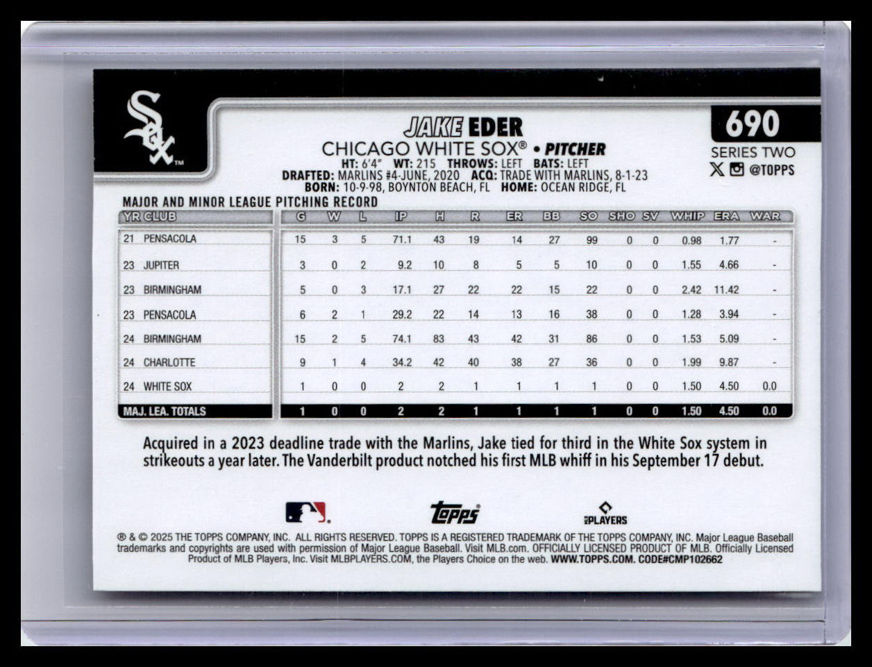 2025 Topps #690 Jake Eder