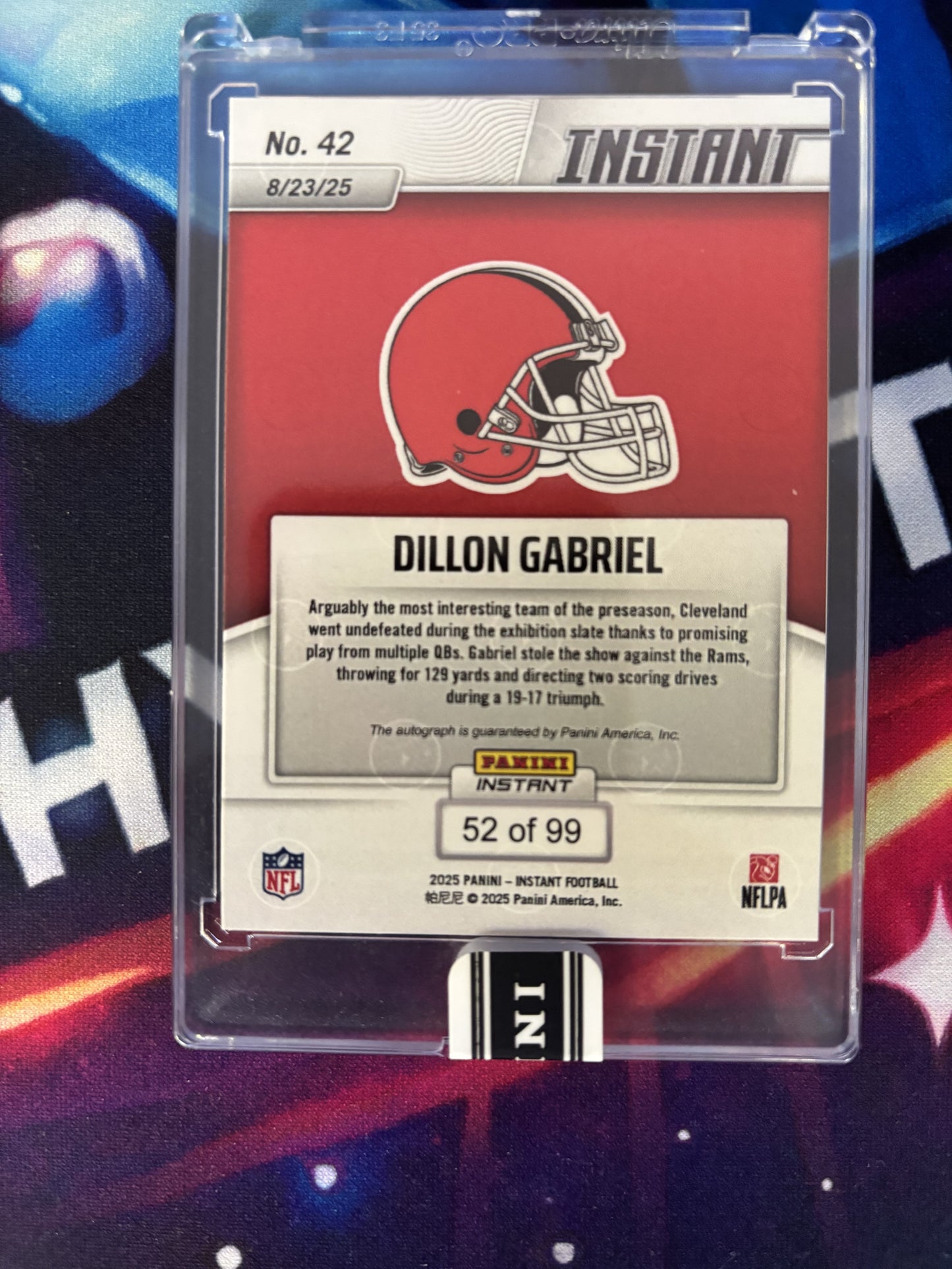 2025 Panini Instant NFL #42 Dillon Gabriel SP 52/99