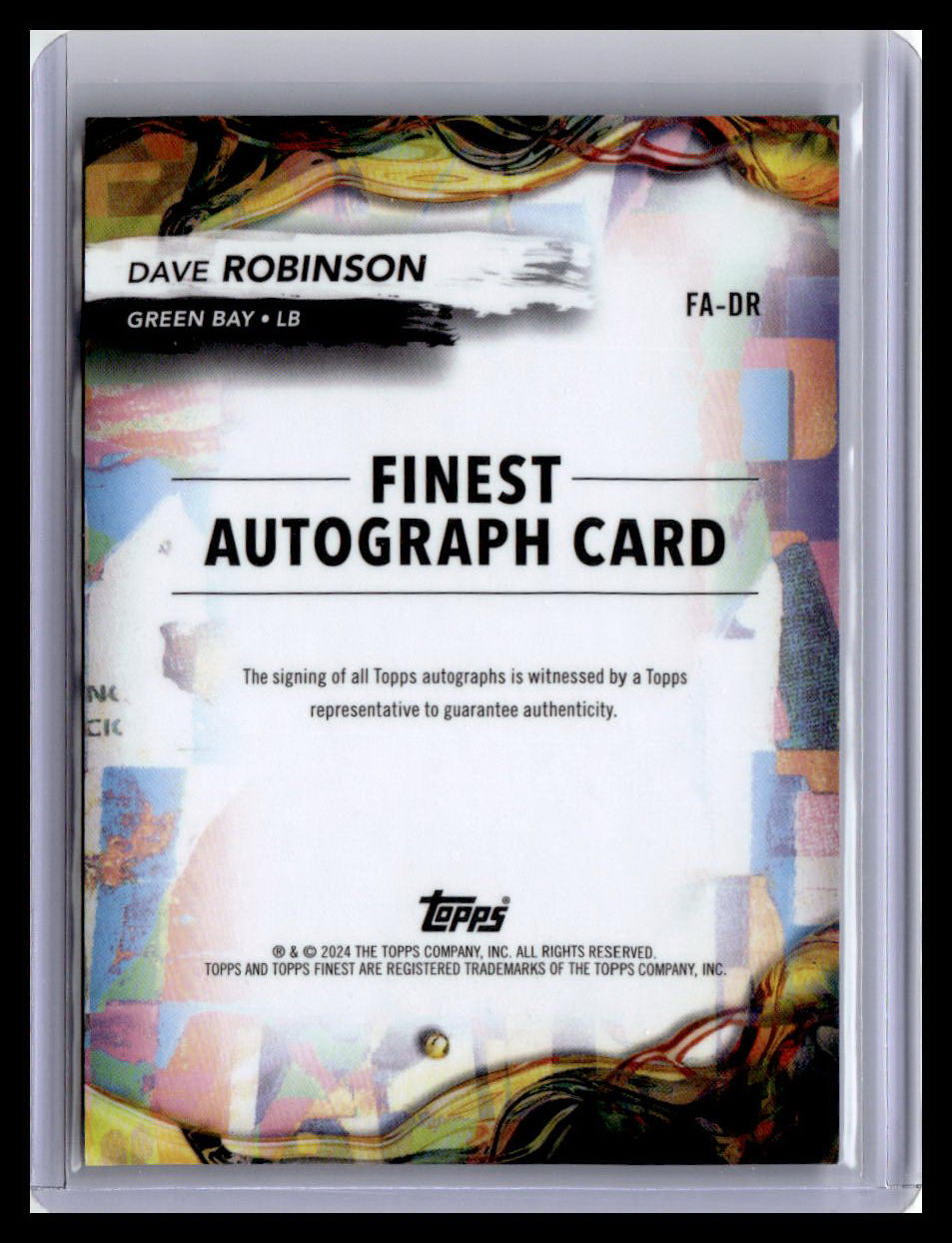 2024 Finest #FA-DR Dave Robinson Finest Autographs