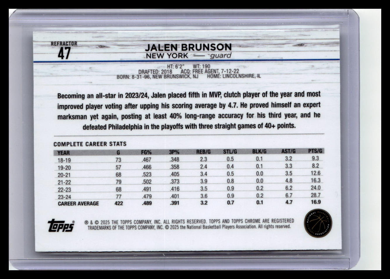 2024-25 Topps Chrome #47 Jalen Brunson Refractor