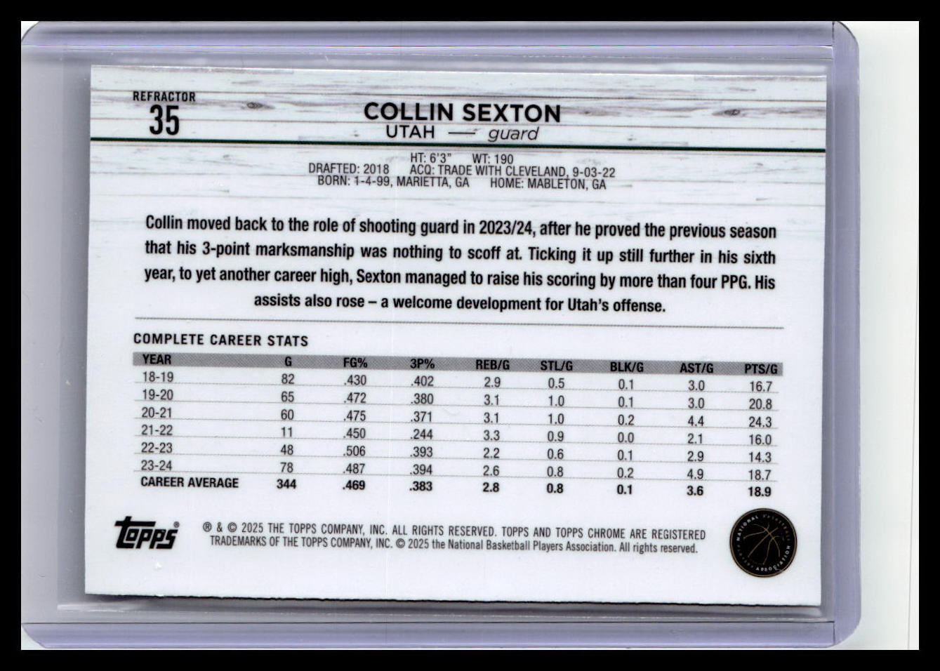2024-25 Topps Chrome #35 Collin Sexton Refractor