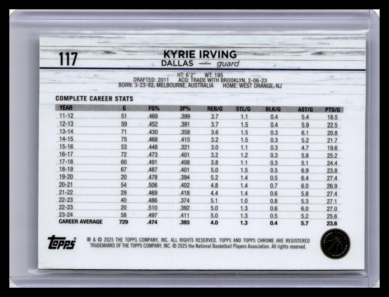2024-25 Topps Chrome #117 Kyrie Irving Refractor