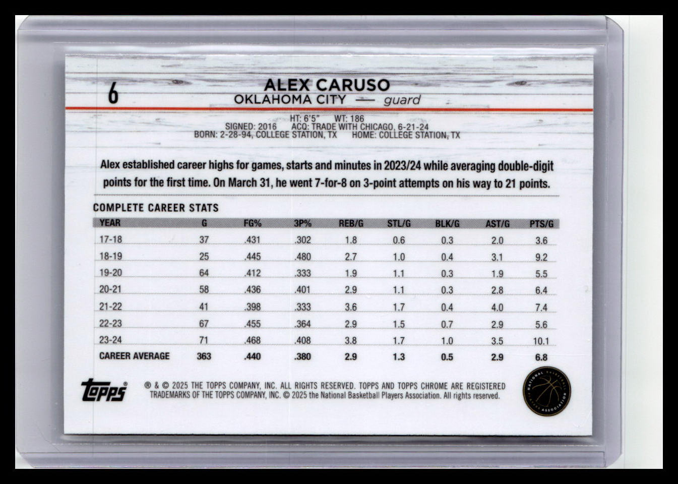 2024-25 Topps Chrome #6 Alex Caruso
