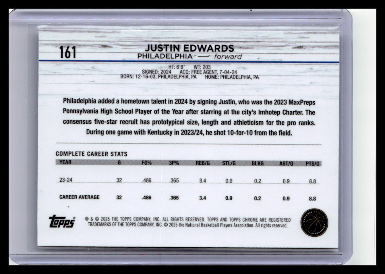 2024-25 Topps Chrome #161 Justin Edwards Refractor