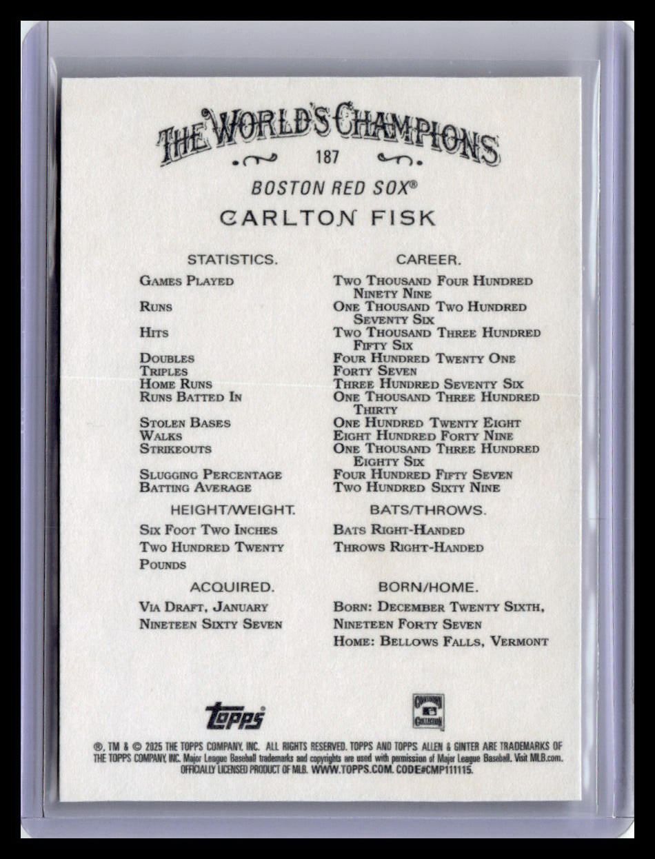 2025 Topps Allen & Ginter #187 Carlton Fisk