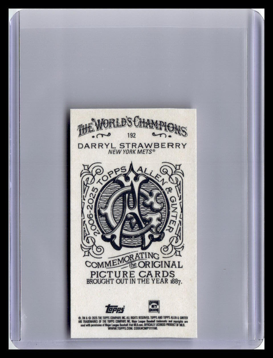 2025 Topps Allen & Ginter #192 Darryl Strawberry Mini