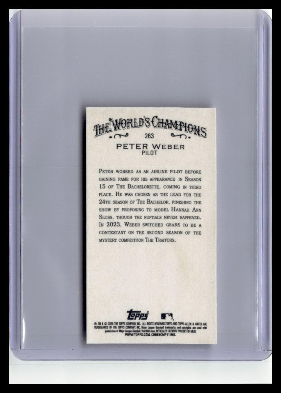 2025 Topps Allen & Ginter #263 Peter Weber Mini