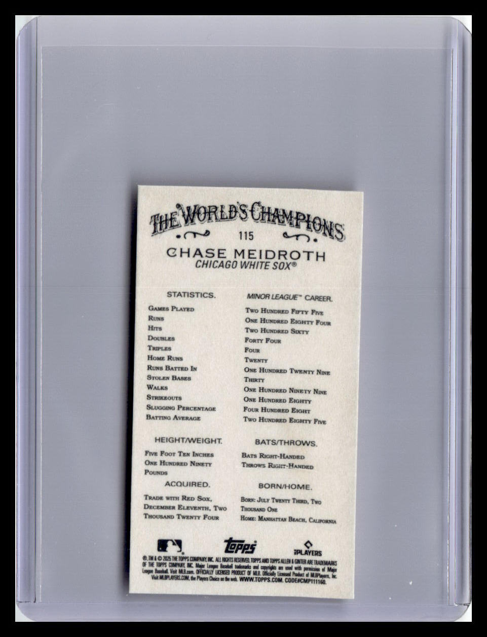 2025 Topps Allen & Ginter #115 Chase Meidroth Mini