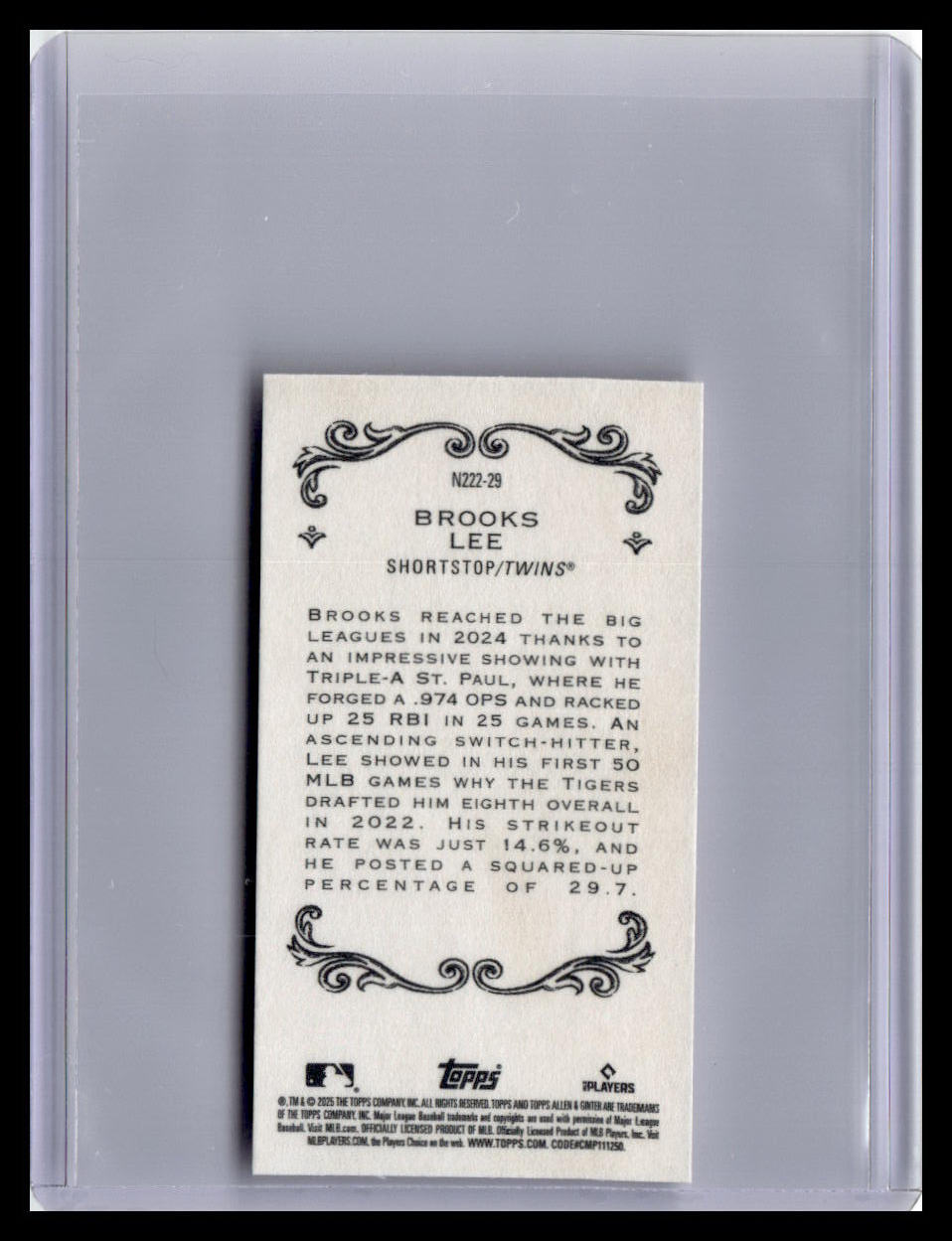 2025 Topps Allen & Ginter #N222-29 Brooks Lee Mini 1889 N222