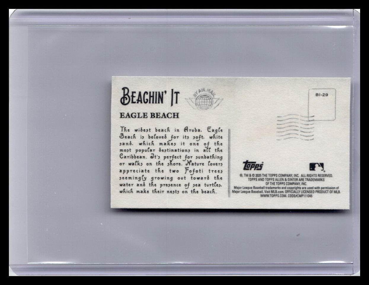2025 Topps Allen & Ginter #BI-29 Eagle Beach, Oranjestad, Aruba Mini Beachin' It