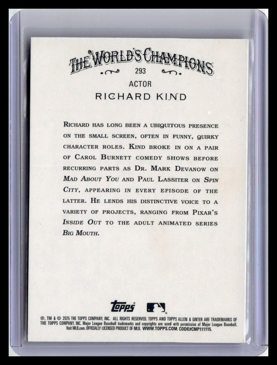 2025 Topps Allen & Ginter #293 Richard Kind Silver Portrait