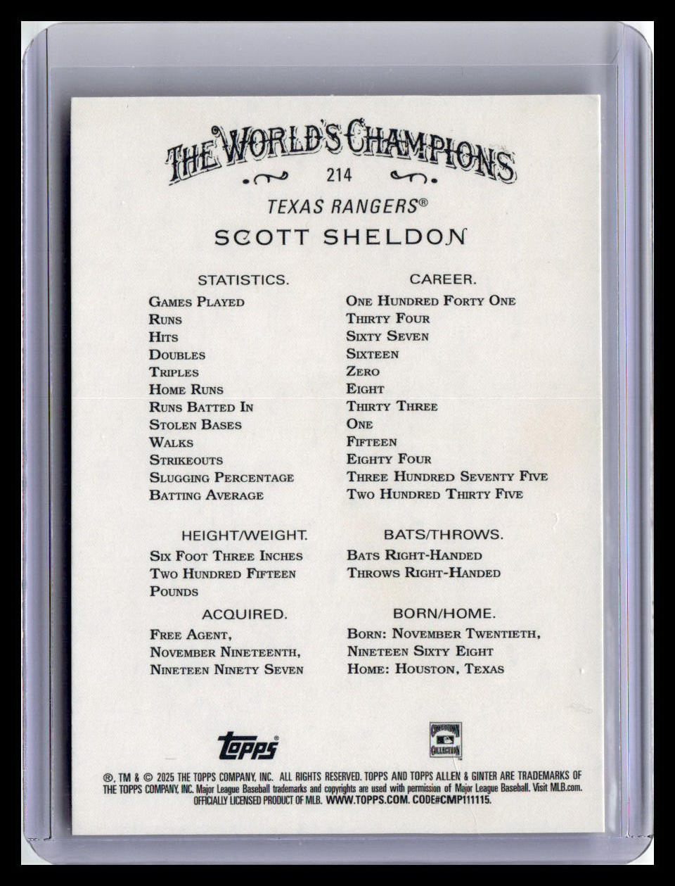 2025 Topps Allen & Ginter #214 Scott Sheldon Silver Portrait