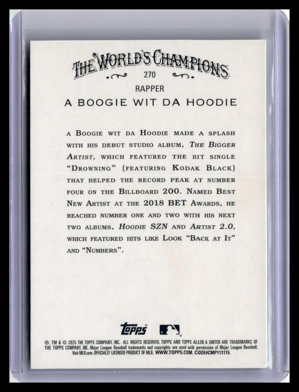 2025 Topps Allen & Ginter #270 a Boogie wit da Hoodie Chrome Refractor