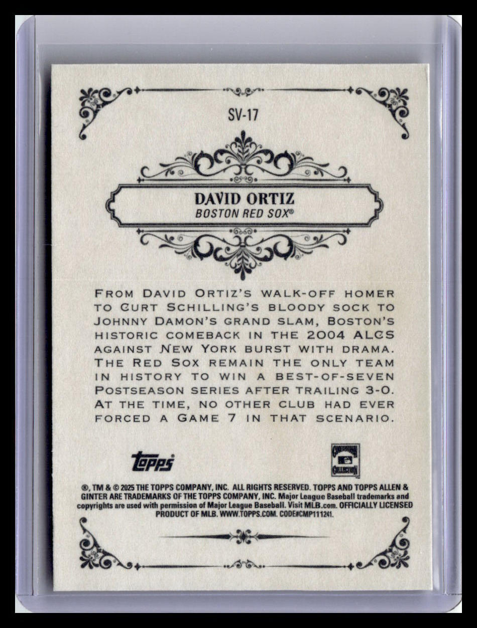 2025 Topps Allen & Ginter #SV-17 David Ortiz Sweet Victory