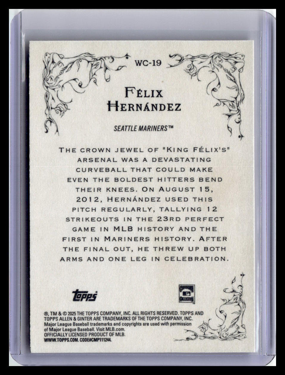 2025 Topps Allen & Ginter #WC-19 Félix Hernández Wicked Curves