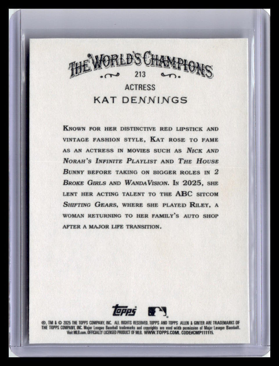 2025 Topps Allen & Ginter #213 Kat Dennings