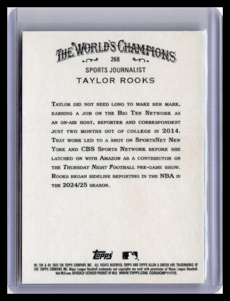 2025 Topps Allen & Ginter #268 Taylor Rooks