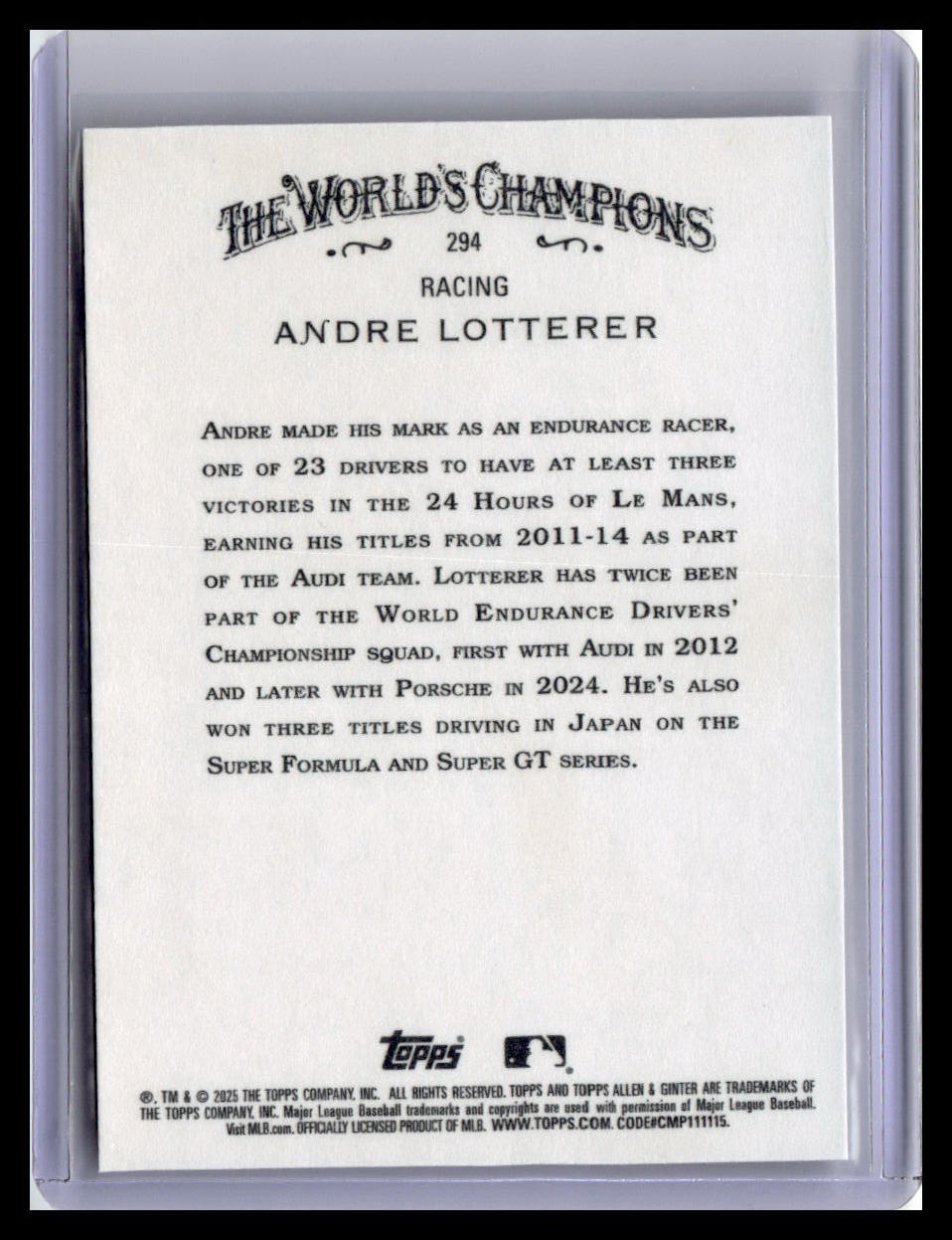 2025 Topps Allen & Ginter #294 Andre Lotterer