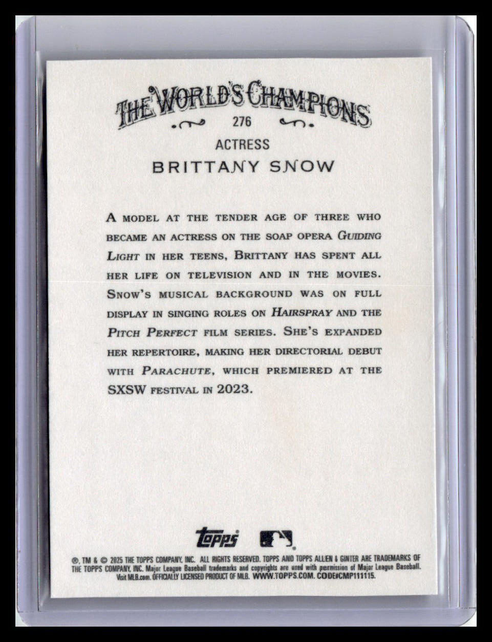 2025 Topps Allen & Ginter #276 Brittany Snow