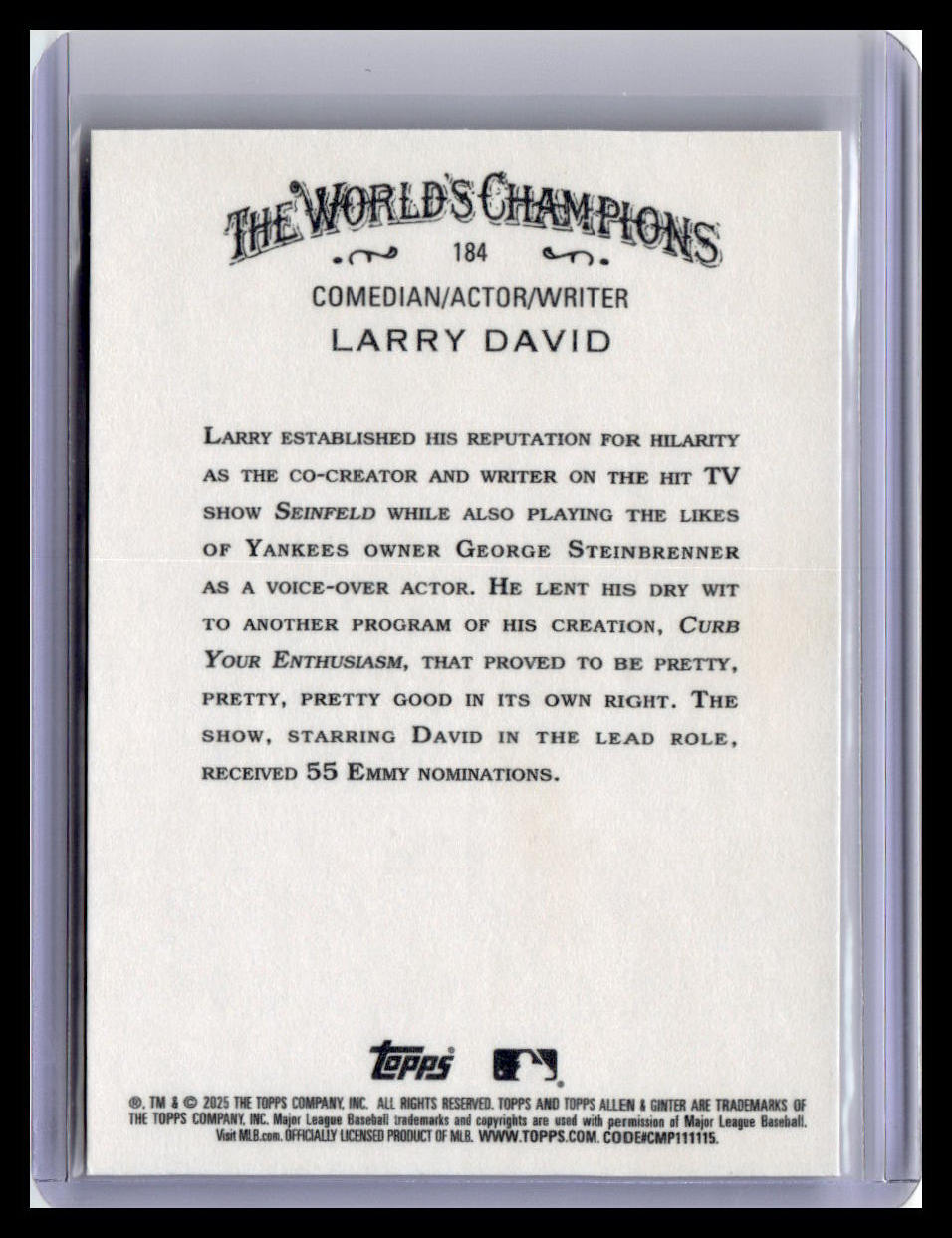 2025 Topps Allen & Ginter #184 Larry David