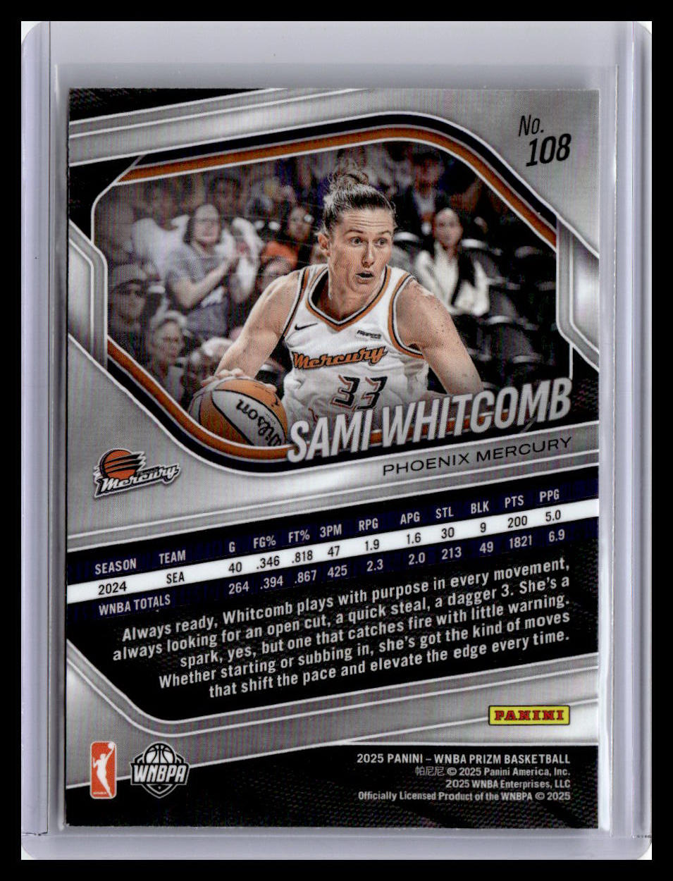 2025 Panini Prizm WNBA #108 Sami Whitcomb