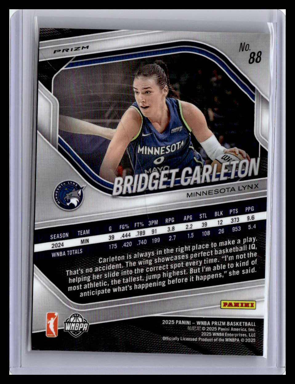 2025 Panini Prizm WNBA #88 Bridget Carleton Silver Prizms
