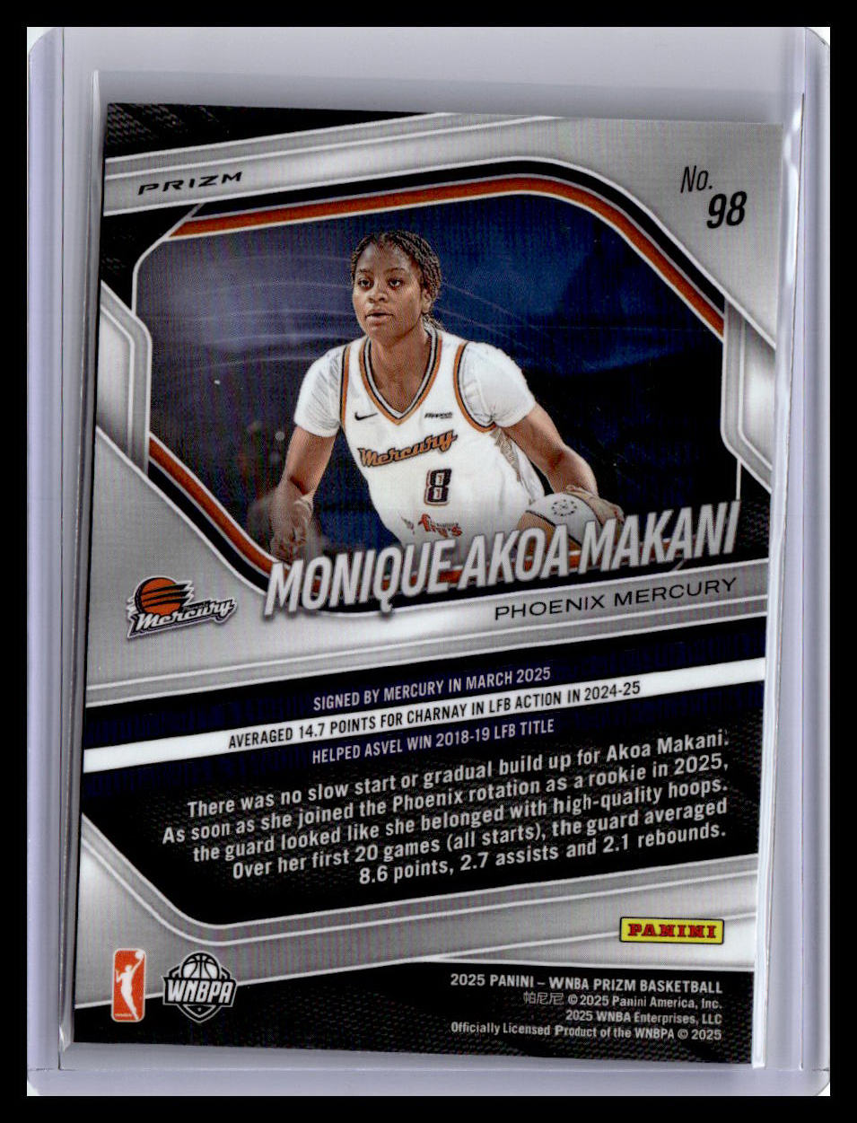 2025 Panini Prizm WNBA #98 Monique Akoa Makani (RC) Blue Velocity Prizms