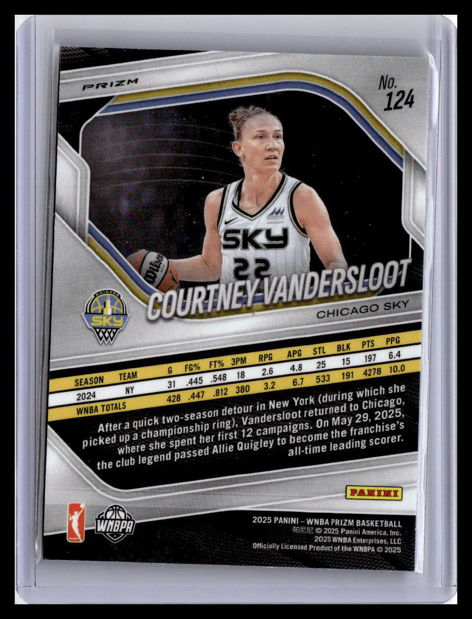2025 Panini Prizm WNBA #124 Courtney Vandersloot Blue Velocity Prizms