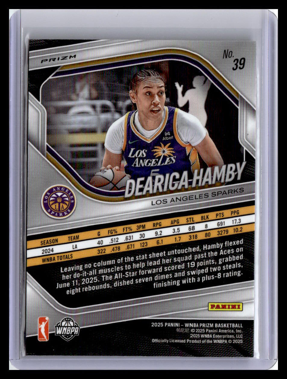 2025 Panini Prizm WNBA #39 Dearica Hamby WNBA Logo Prizms