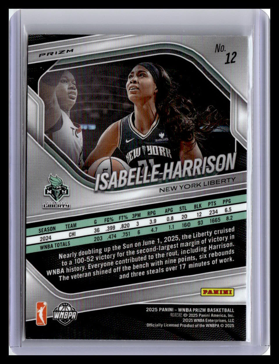 2025 Panini Prizm WNBA #12 Isabelle Harrison WNBA Logo Prizms