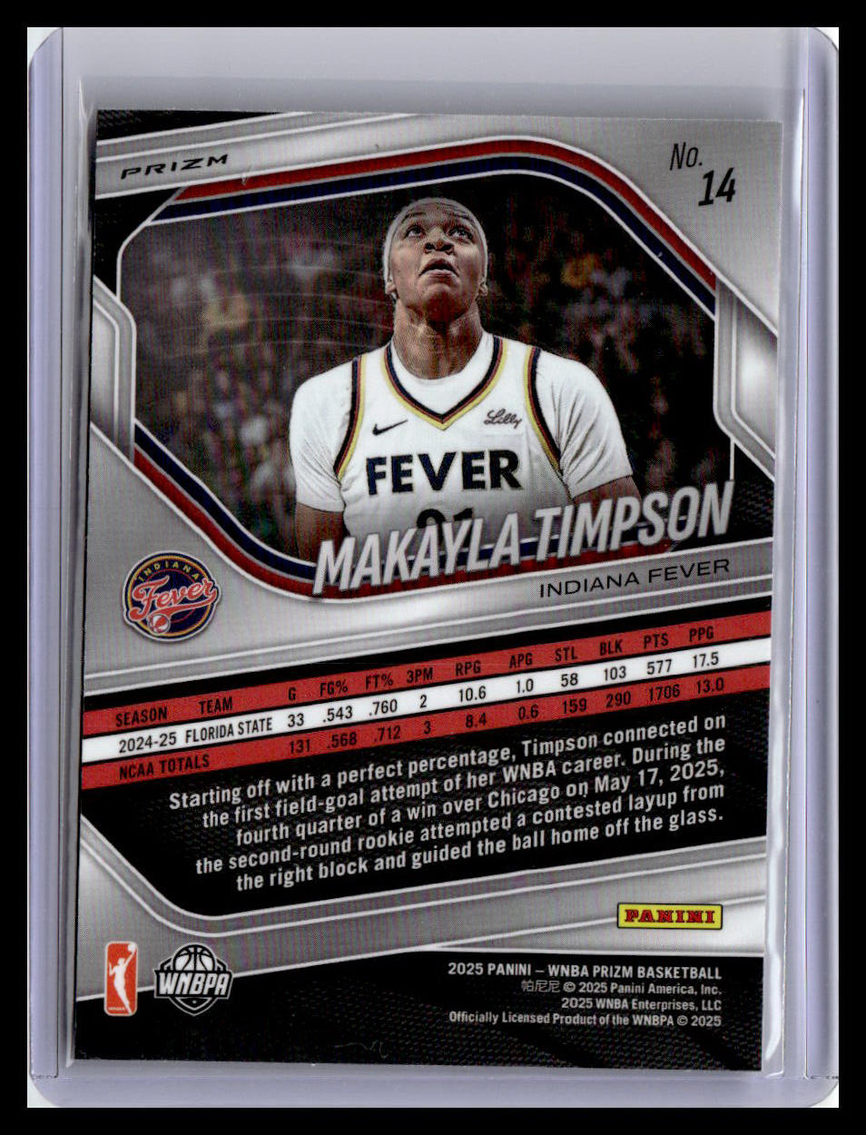 2025 Panini Prizm WNBA #14 Makayla Timpson WNBA Logo Prizms