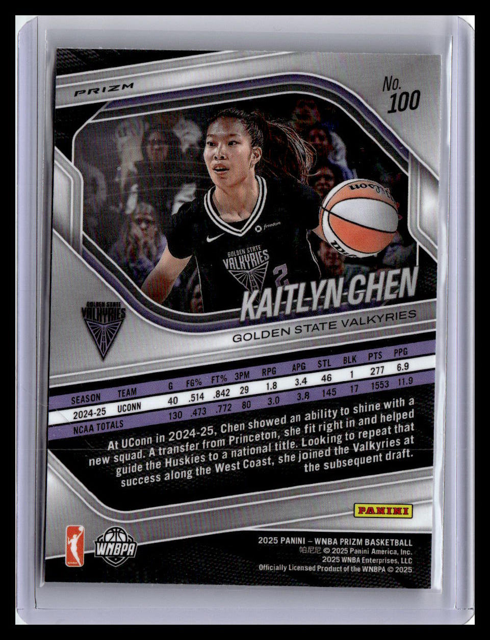 2025 Panini Prizm WNBA #100 Kaitlyn Chen (RC) WNBA Logo Prizms