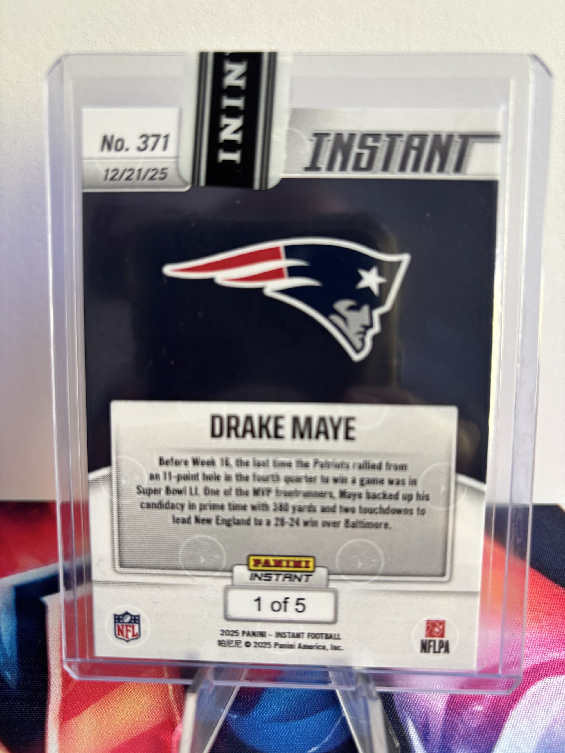 2025 Panini Instant NFL #371 Drake Maye Lightning SSP 1/5