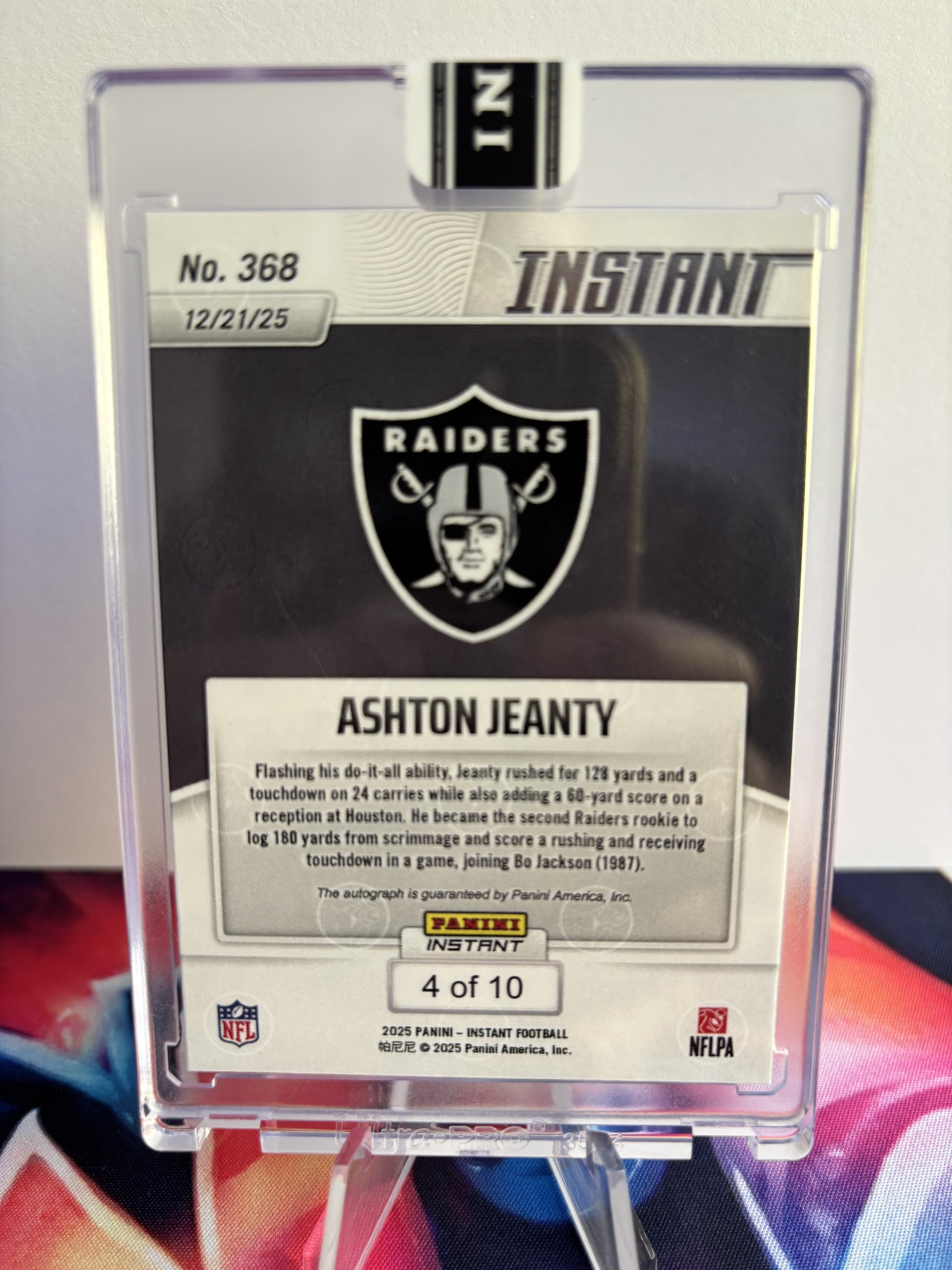 2025 Panini Instant NFL #368 Ashton Jeanty Water SSP 4/10 Auto