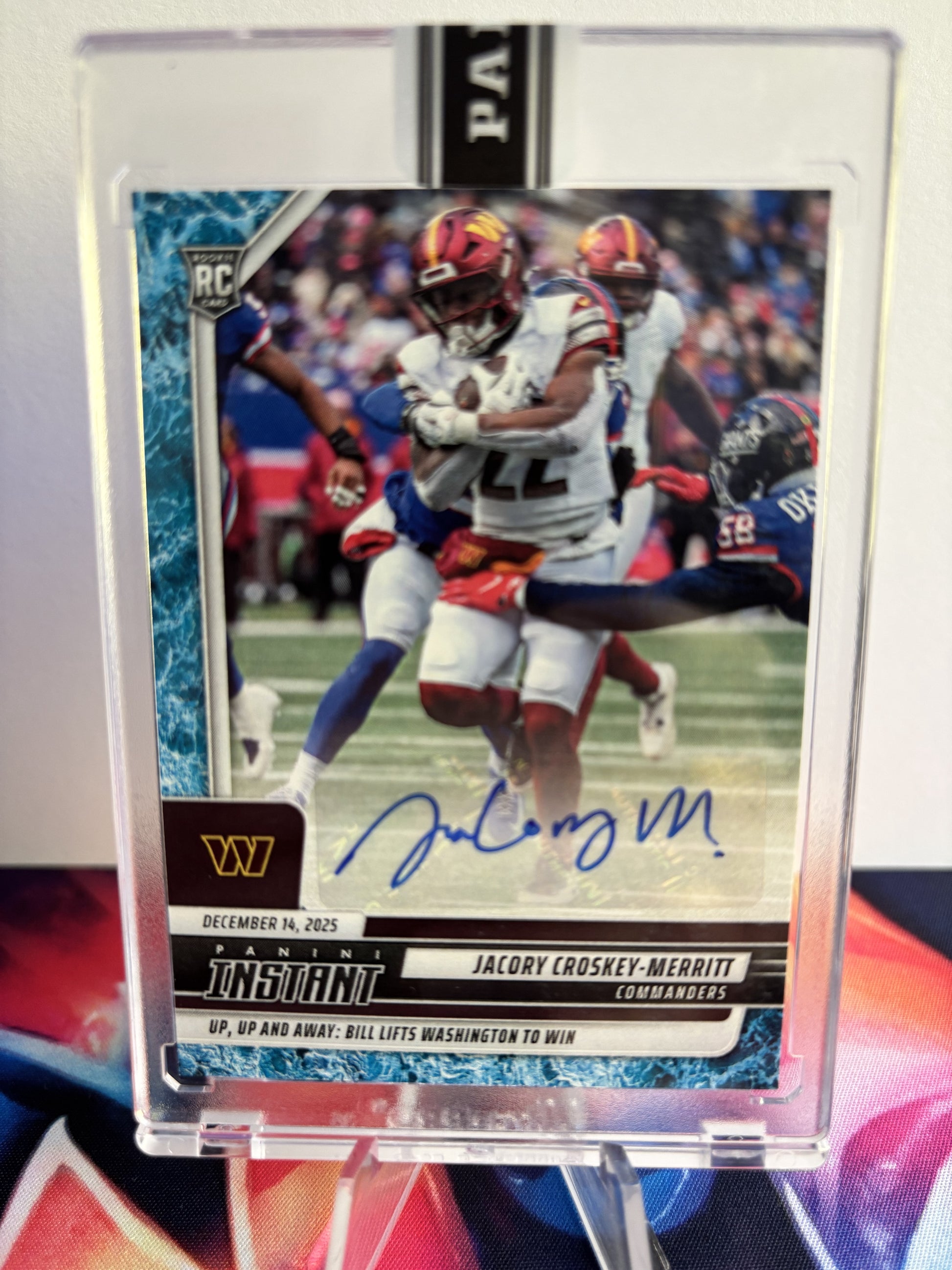 2025 Panini Instant NFL #323 Jacory Croskey-Merritt (RC) Water SSP 8/10 Auto