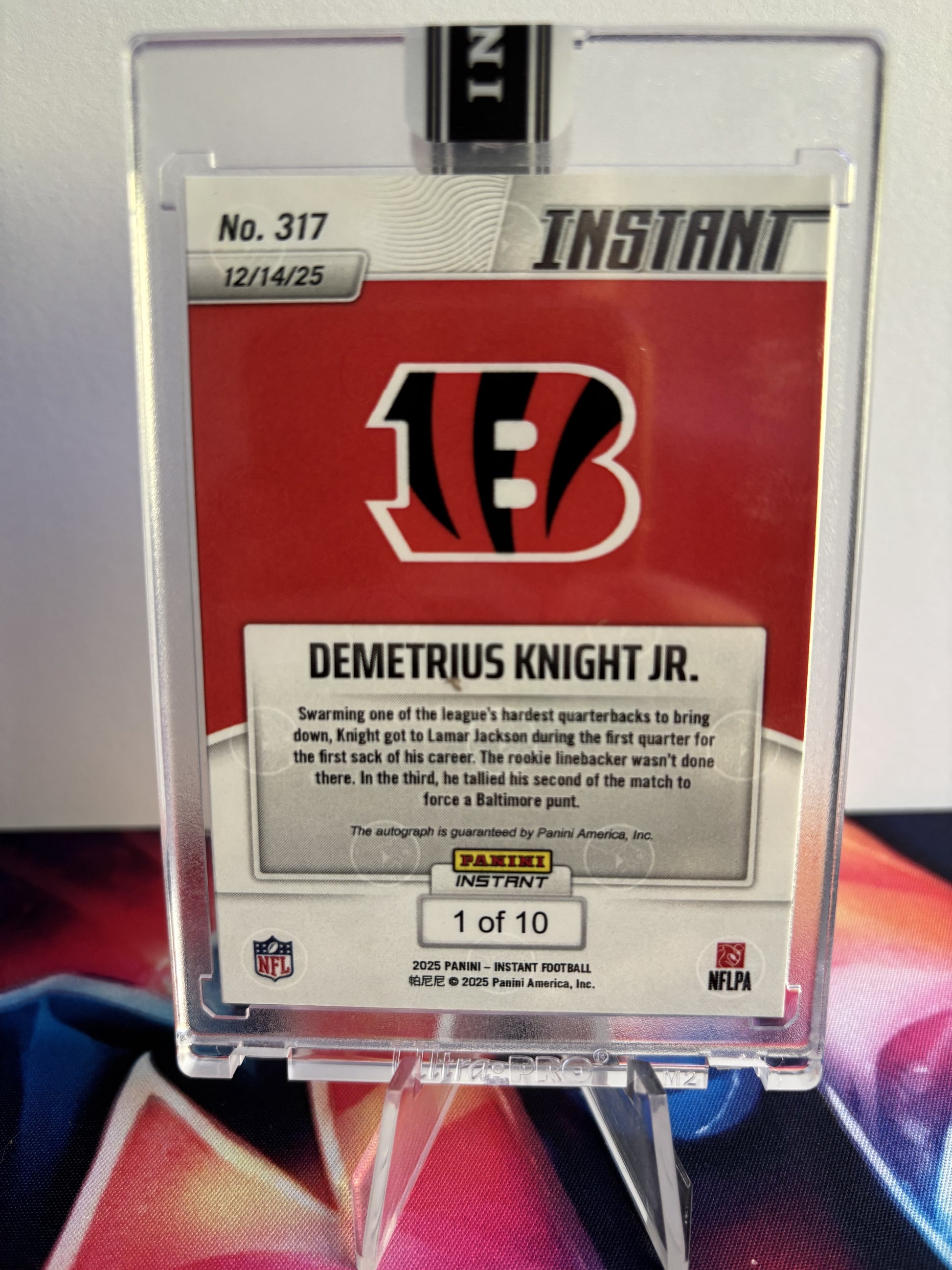 2025 Panini Instant NFL #317 Demetrius Knight Jr. (RC) Water SSP 1/10 Auto