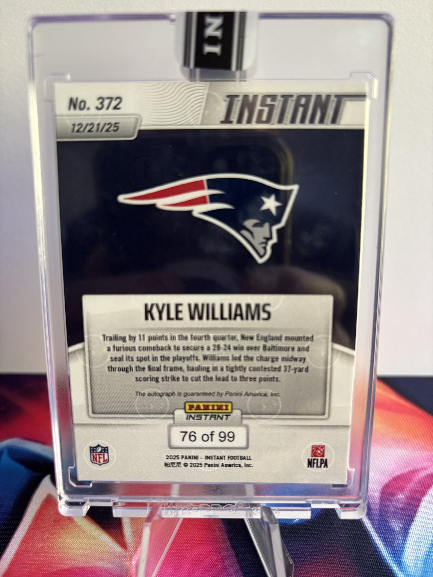 2025 Panini Instant NFL #372 Kyle Williams Base SP 76/99 Auto